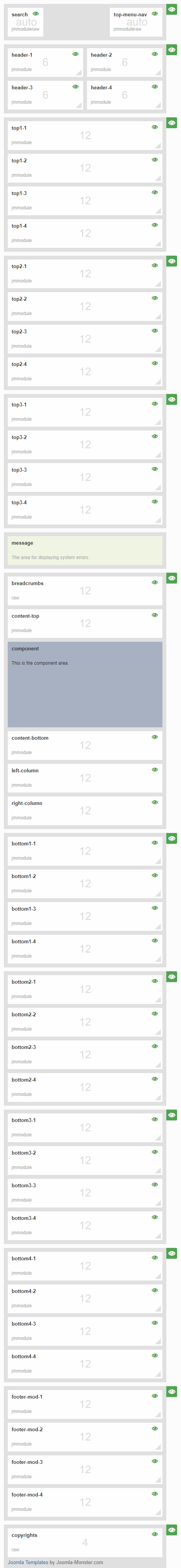 Module positions for extra small screen